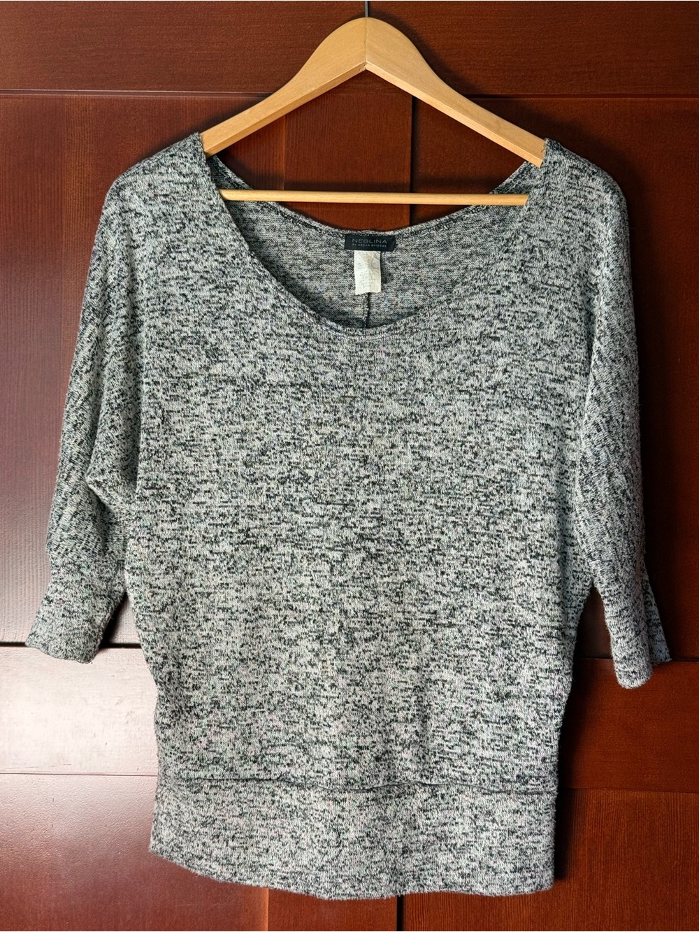 Y2K Neblina By Urban Episode Marled Gray Knit Dolman Sweater Size Small